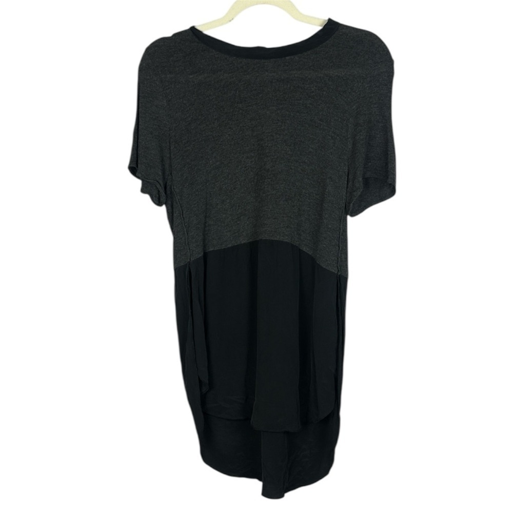 Wilfred with Silk Gray Longline Casual Short Sleeve Tunic Blouse Medium